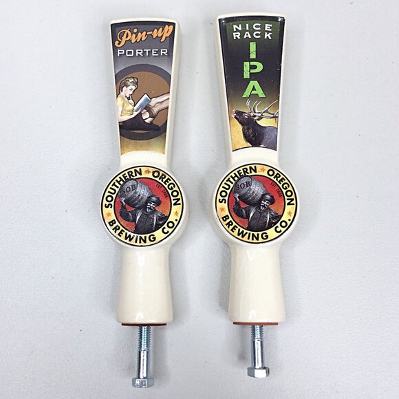 Lot of 2 Southern Oregon Brewing Tap Handle Pulls Pin Up Porter Nick Race IPA - Picture 5 of 15